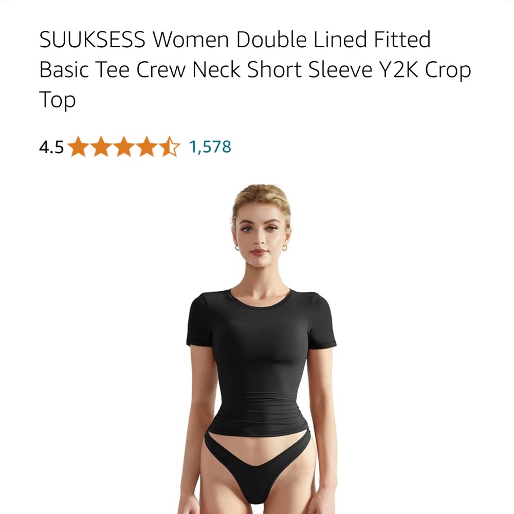 SUUKSESS Black Double-Lined Crop Tee